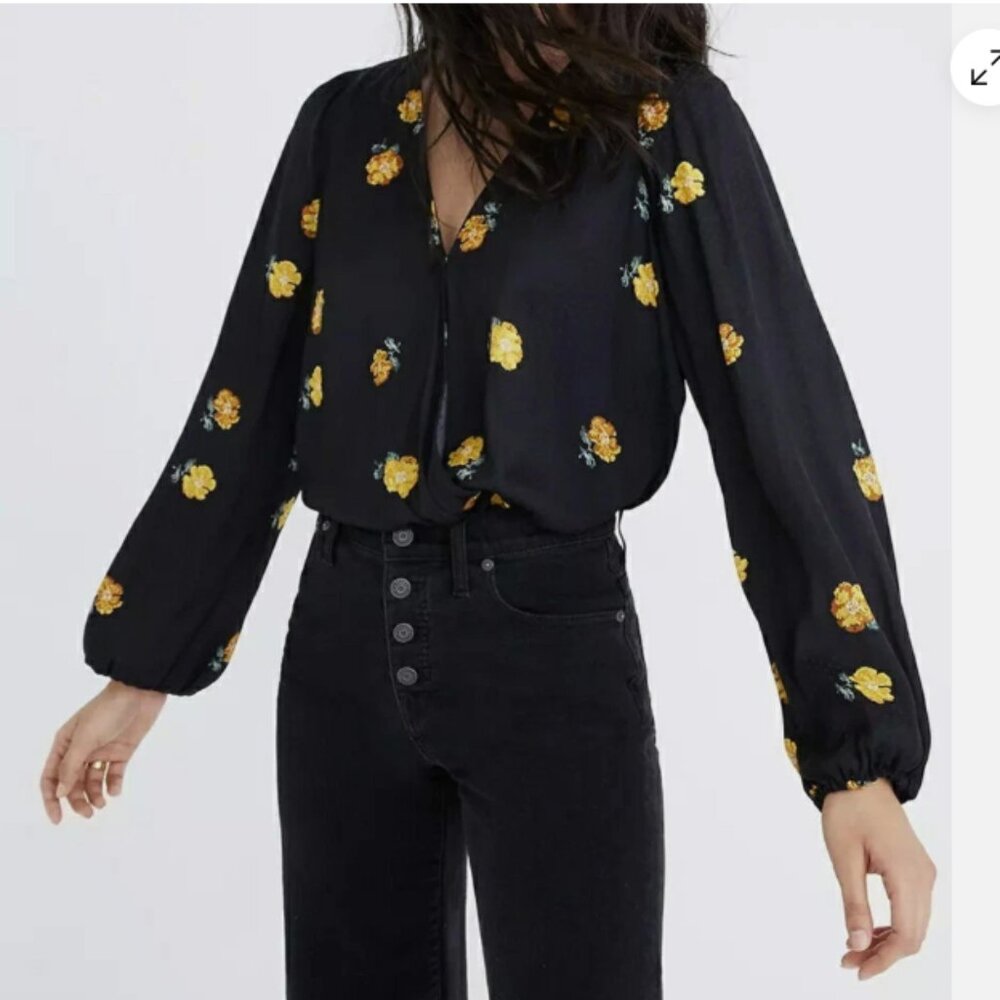 Madewell Bubble-Sleeve Wrap Top in Floating Florets Size Small (S) - SOLD OUT!